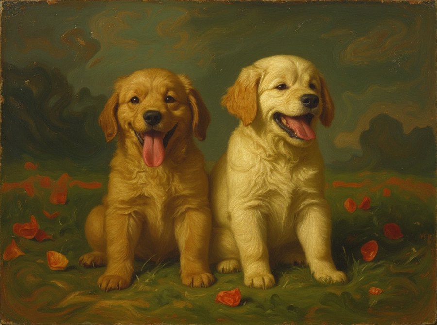 Classic oil painting pet portrait
